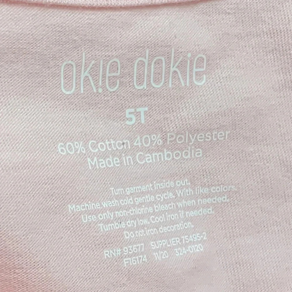 Okie Dokie Girls Graphic Tee Pink Tee Shirt 5T - Picture 6 of 6